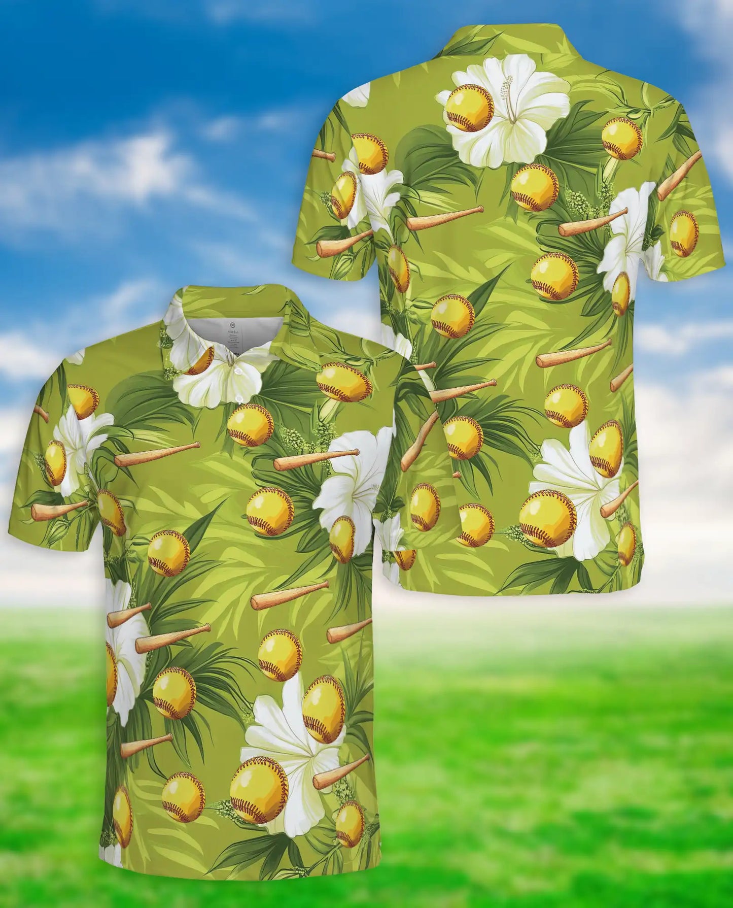 Baseball Hawaiian Polo Shirt, Tropical Sport Style | Azhawaiian