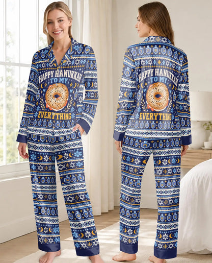 Happy Hanukkah To My Everything Bagel Pajama Set for Women – Funny Bagel Print
