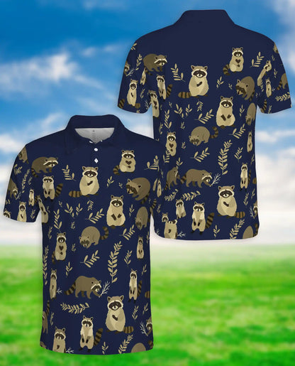 Raccoon Polo Shirt, Woodland Animal Print | Azhawaiian
