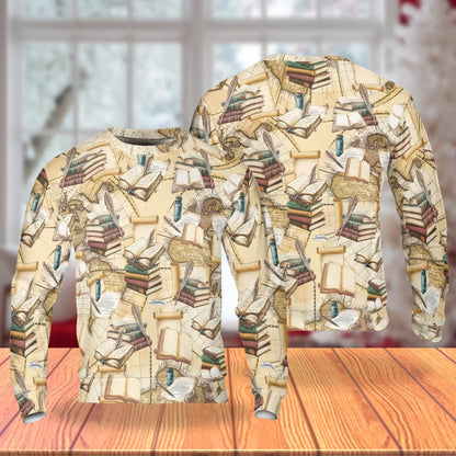 Vintage Book Sweatshirt – Vintage 3D All Over Print Design