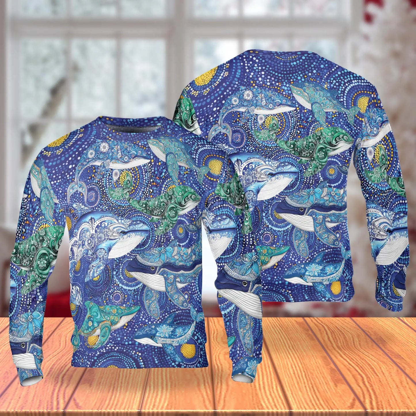 Aboriginal Dot Art Whale Sweatshirt – Colorful Graphic 3D All Over Print Design