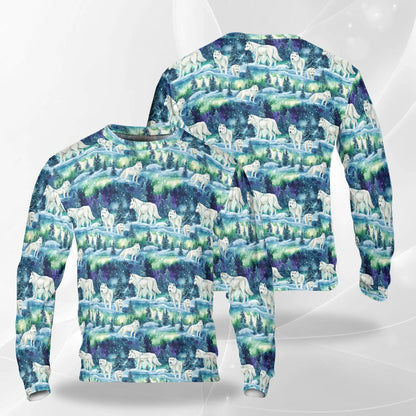 Winter Wolf Sweatshirt – Colorful Graphic 3D All Over Print Design