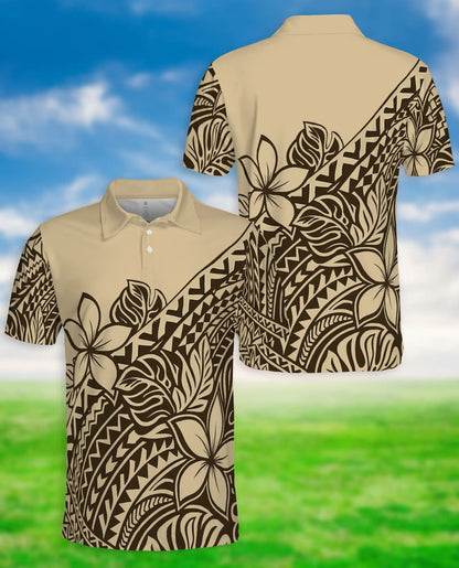 Polynesian Plumeria Tribal Polo Shirt-Hawaiian Island Pattern Design | Azhawaiian