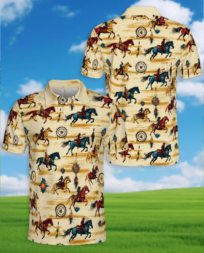 Native Horse Polo Shirt, Western Tribal Style | Azhawaiian