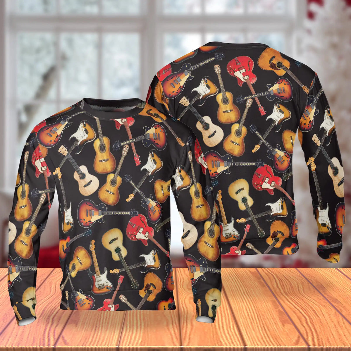 Guitar Pattern Sweatshirt – Colorful Graphic 3D All Over Print Design