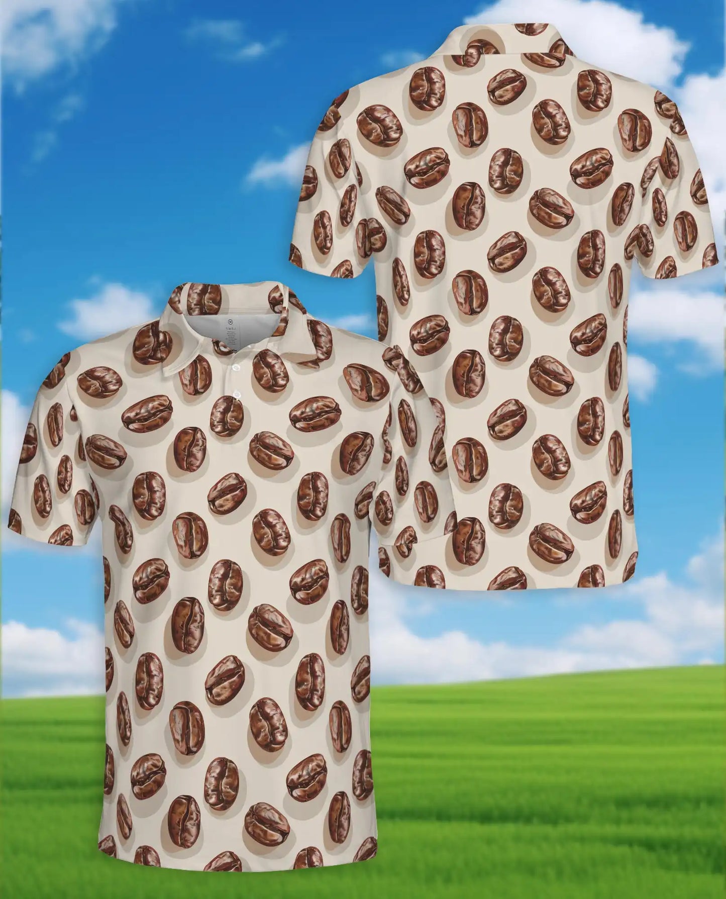 Coffee Bean Polo Shirt for Men, Casual Cafe Style | Azhawaiian