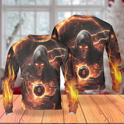 Grim Reaper Fire Sweatshirt – Colorful Graphic 3D All Over Print Design