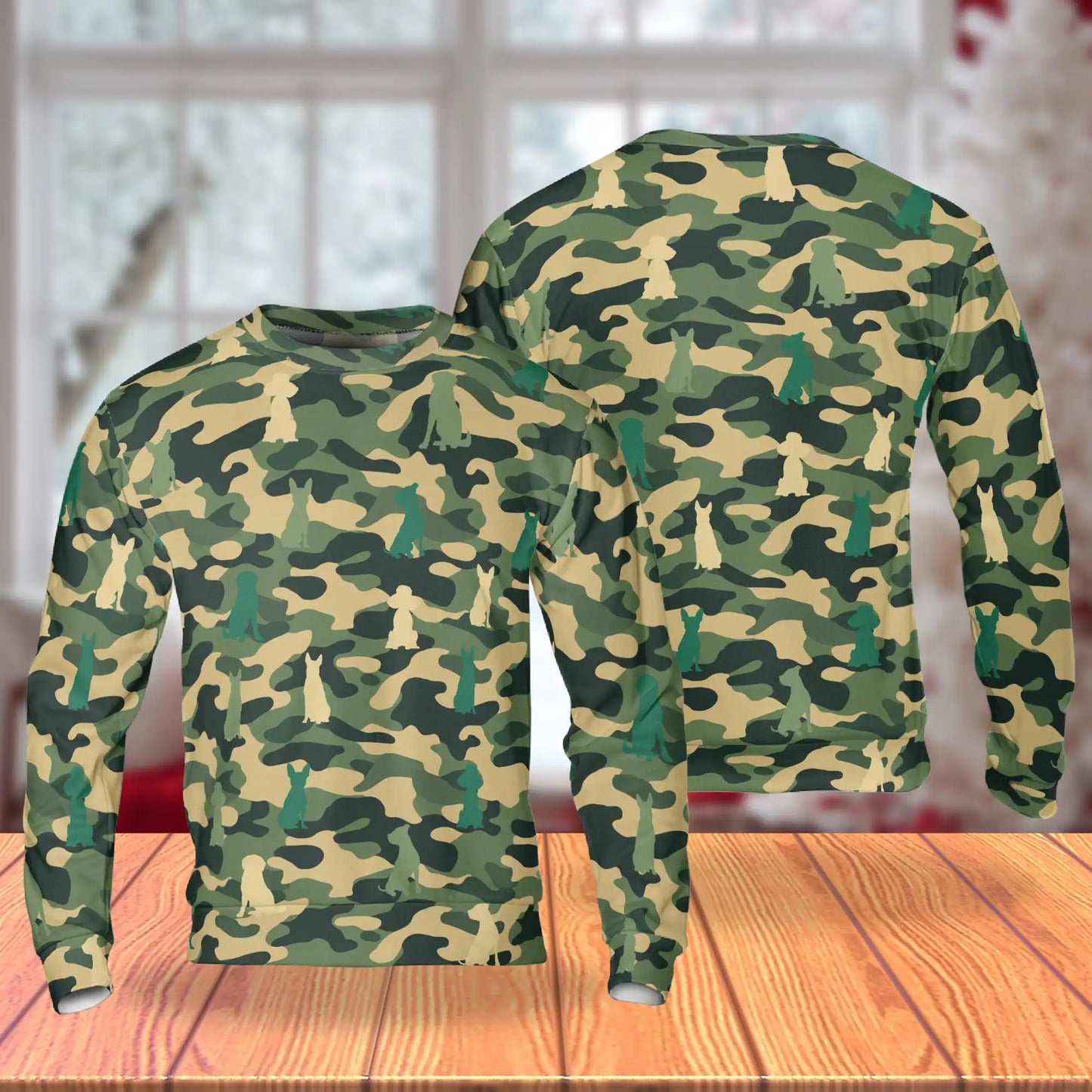 Dog Silhouette Camouflage Sweatshirt – Colorful Graphic 3D All Over Print Design