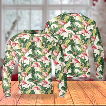 Exotic Jungle Flamingo Pattern Sweatshirt – Tropical Jungle 3D All Over Print Design
