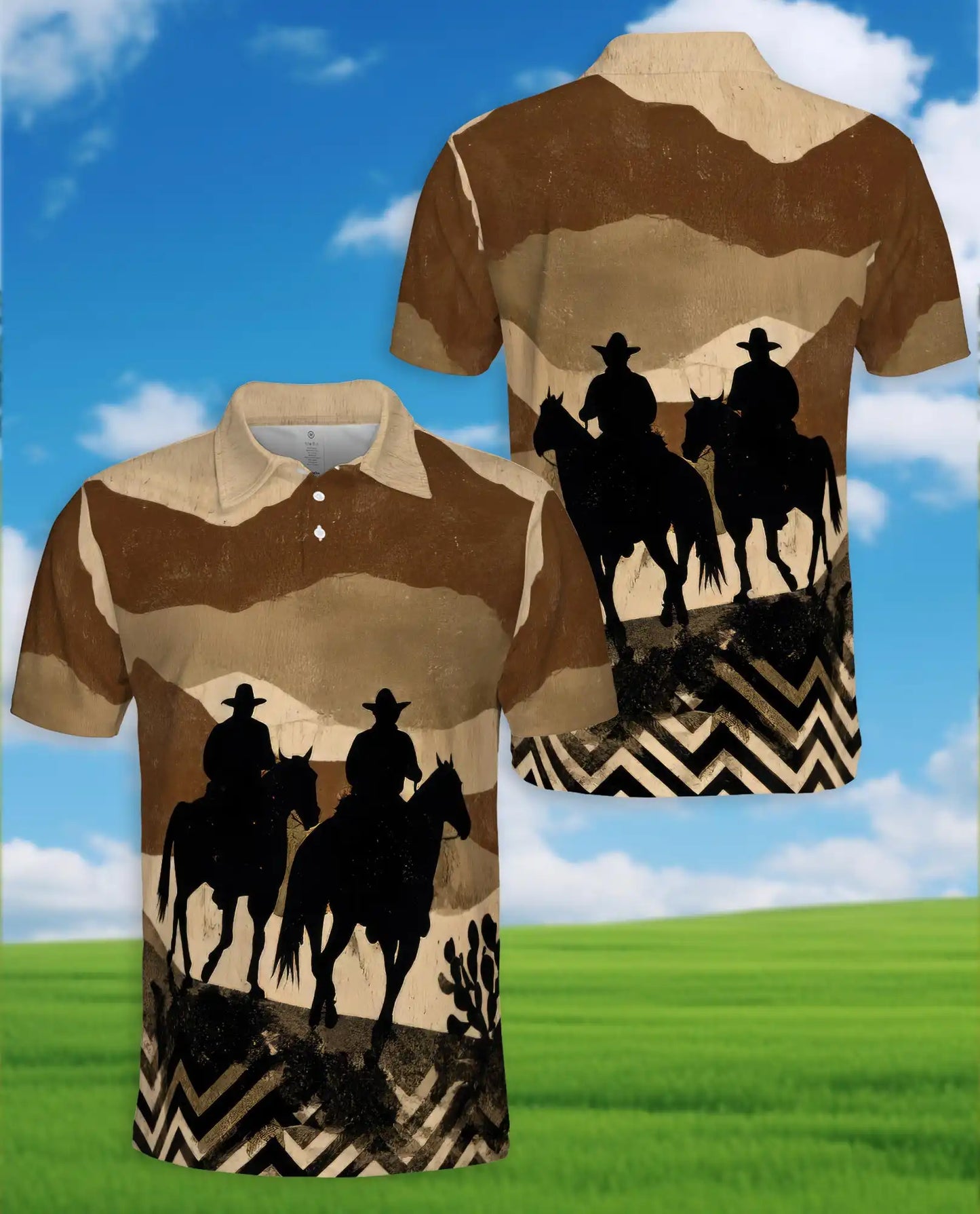 Western Cowboy Polo Shirt - Rustic Ranch Rider Style | Azhawaiian