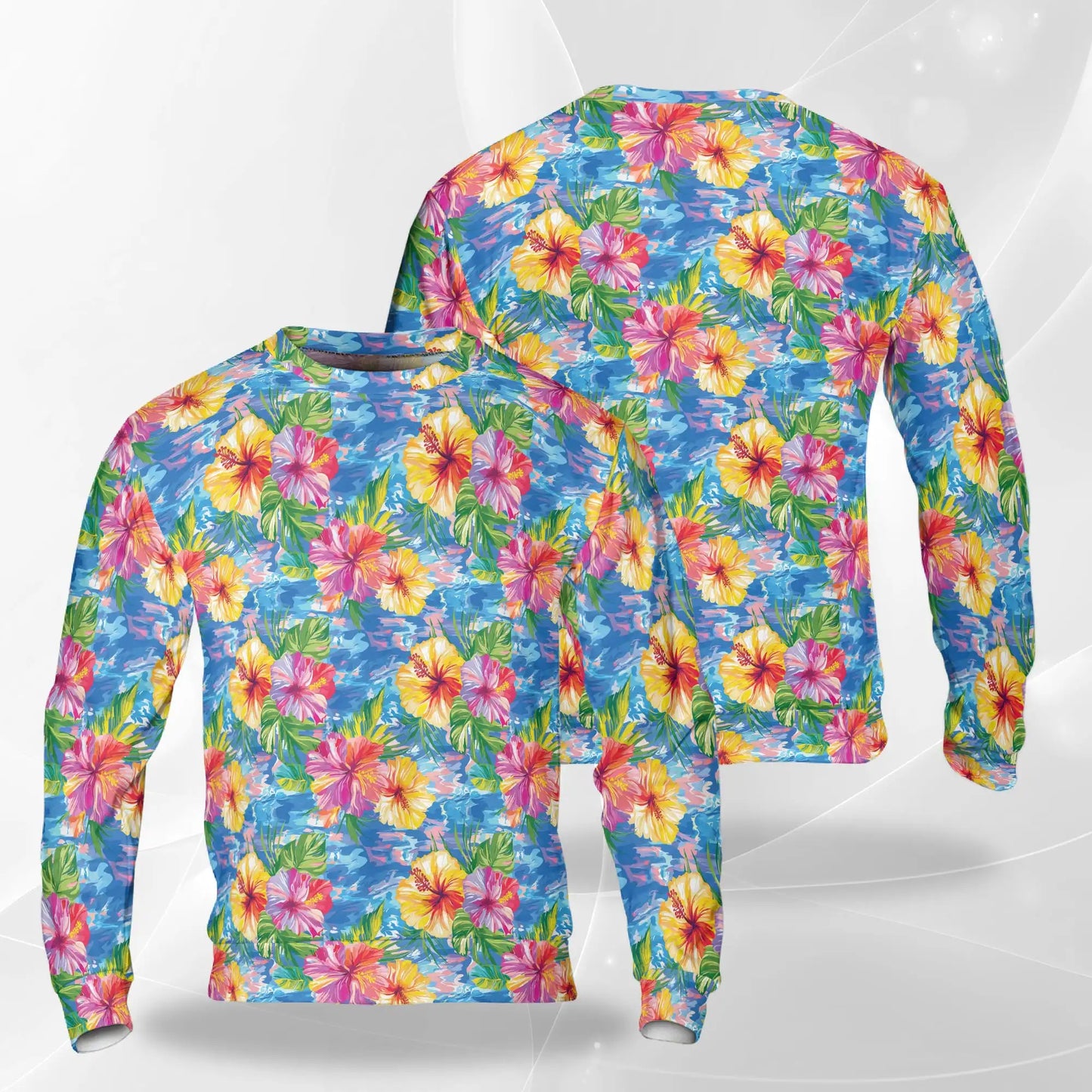 Blue Hibiscus Seas Sweatshirt – Tropical 3D All Over Print Design