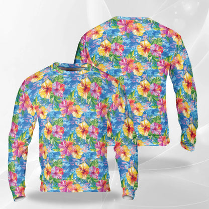 Blue Hibiscus Seas Sweatshirt – Tropical 3D All Over Print Design