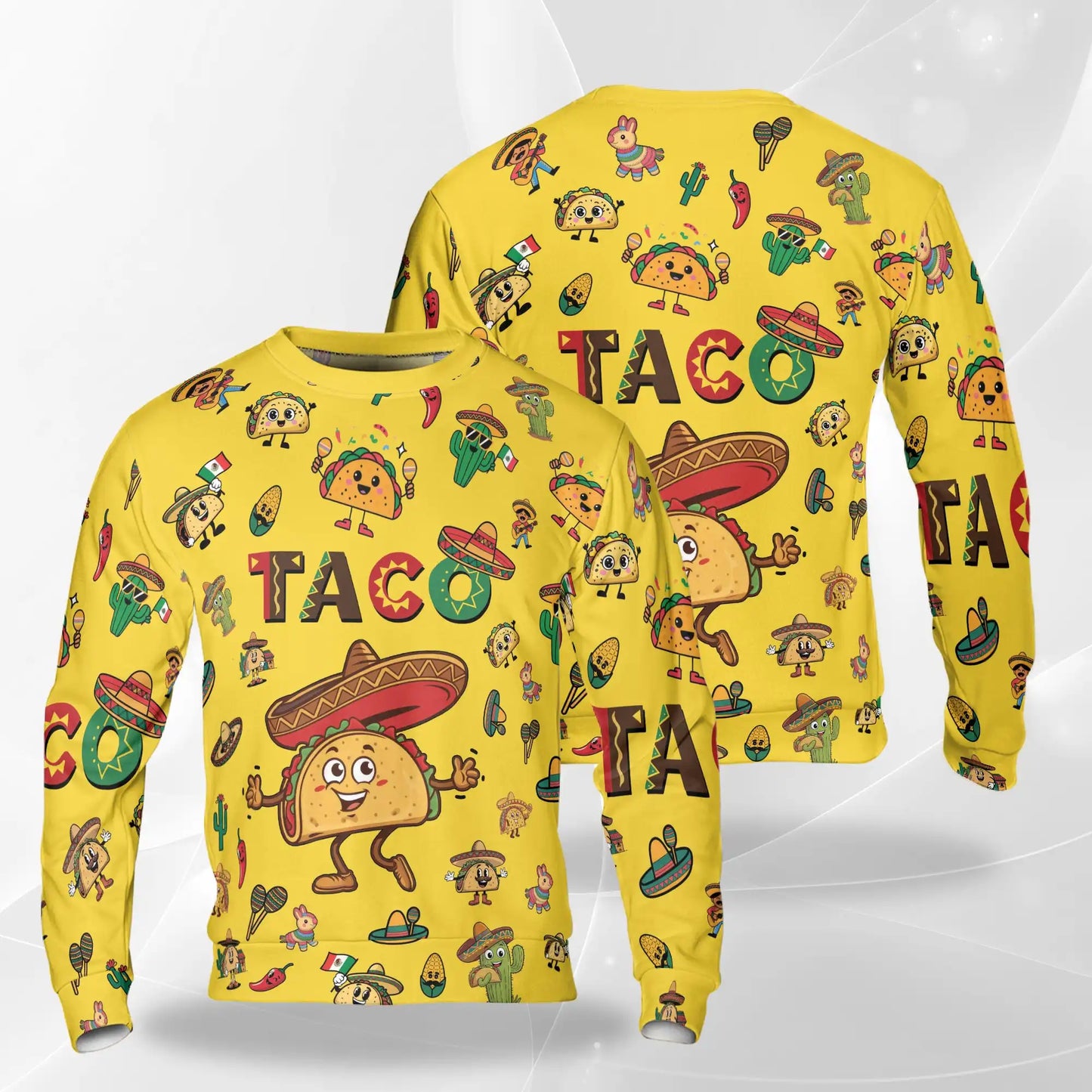 Taco Print Sweatshirt – Colorful Graphic 3D All Over Print Design