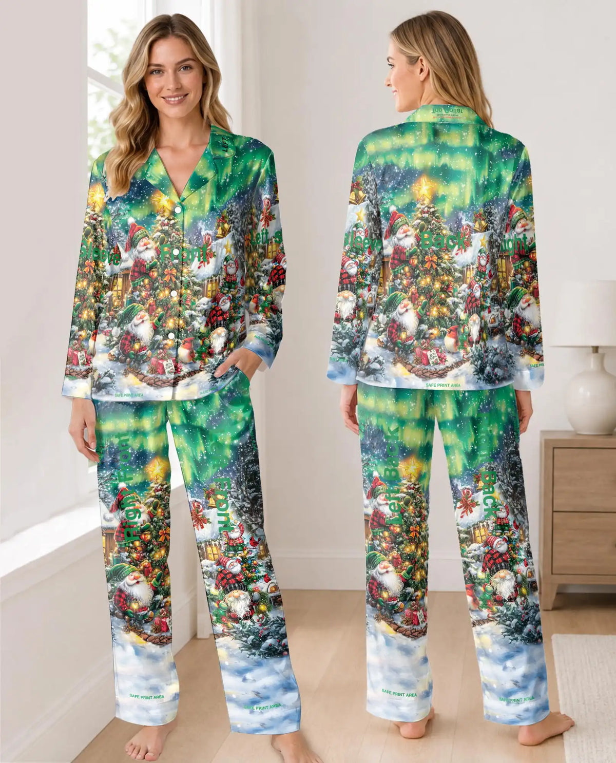 Christmas Gnome Pajama Set for Women, Cozy Winter Holiday Sleepwear