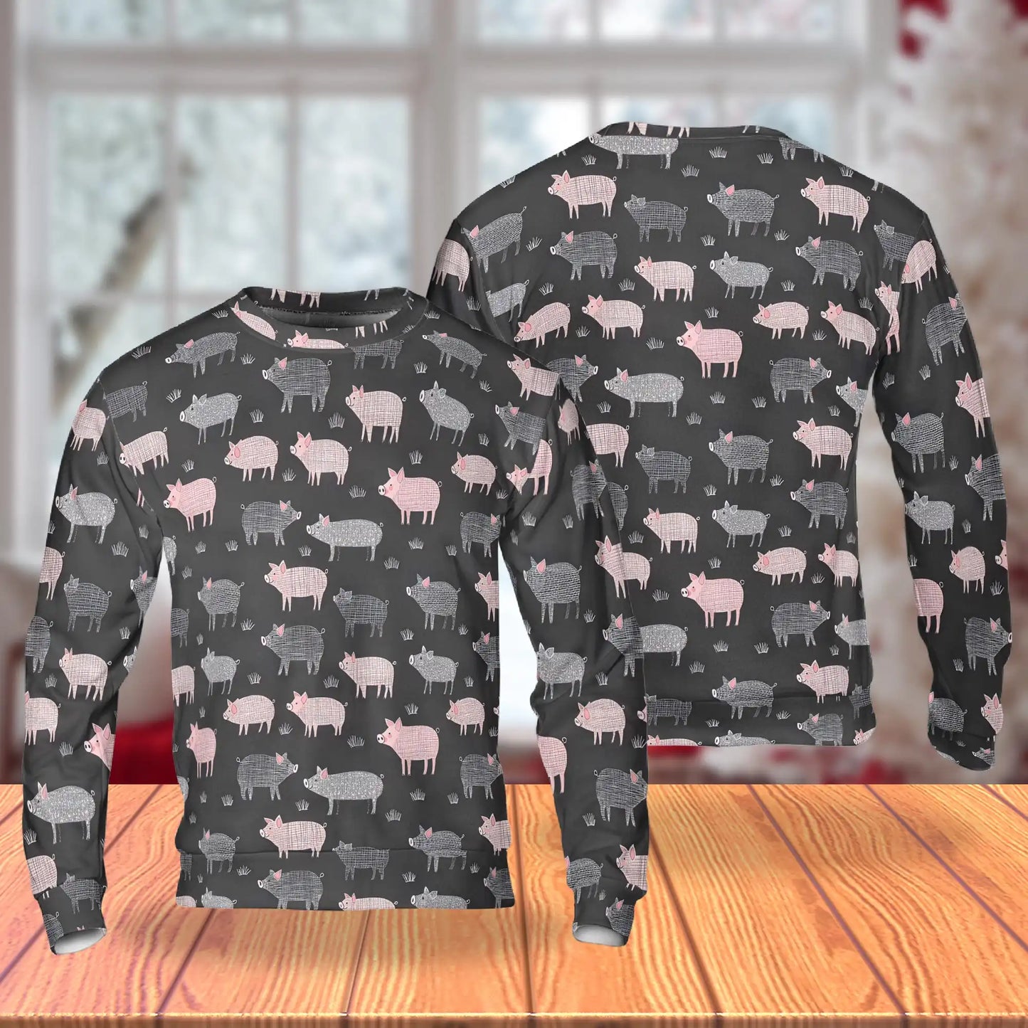 Pig Black Sweatshirt – Colorful Graphic 3D All Over Print Design