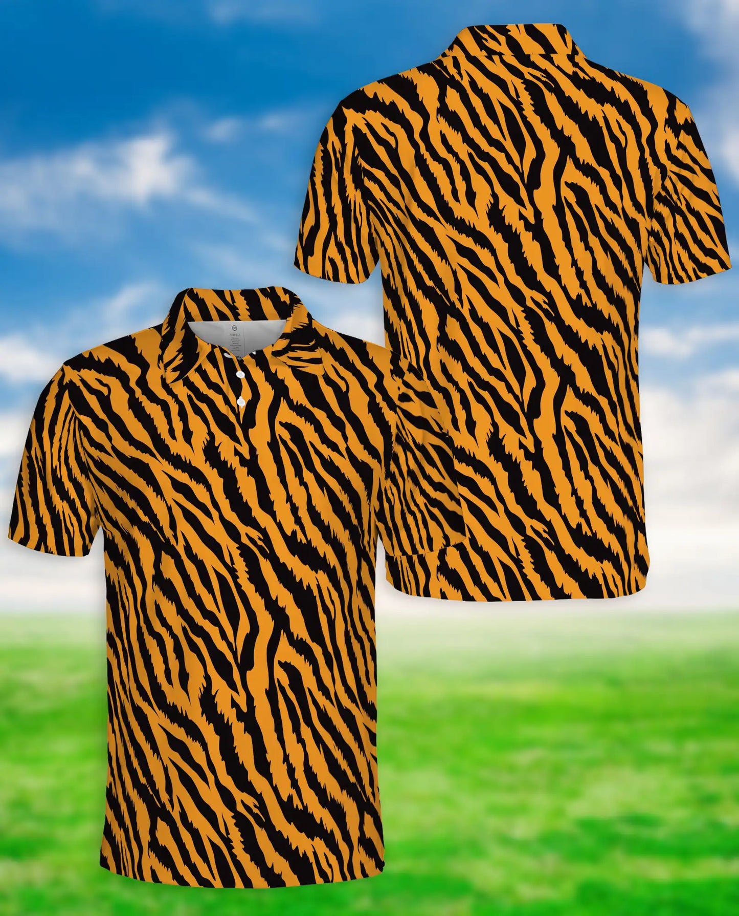 Tiger Stripe Polo Shirt, Wild Animal Print | Azhawaiian