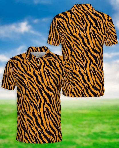 Tiger Stripe Polo Shirt, Wild Animal Print | Azhawaiian