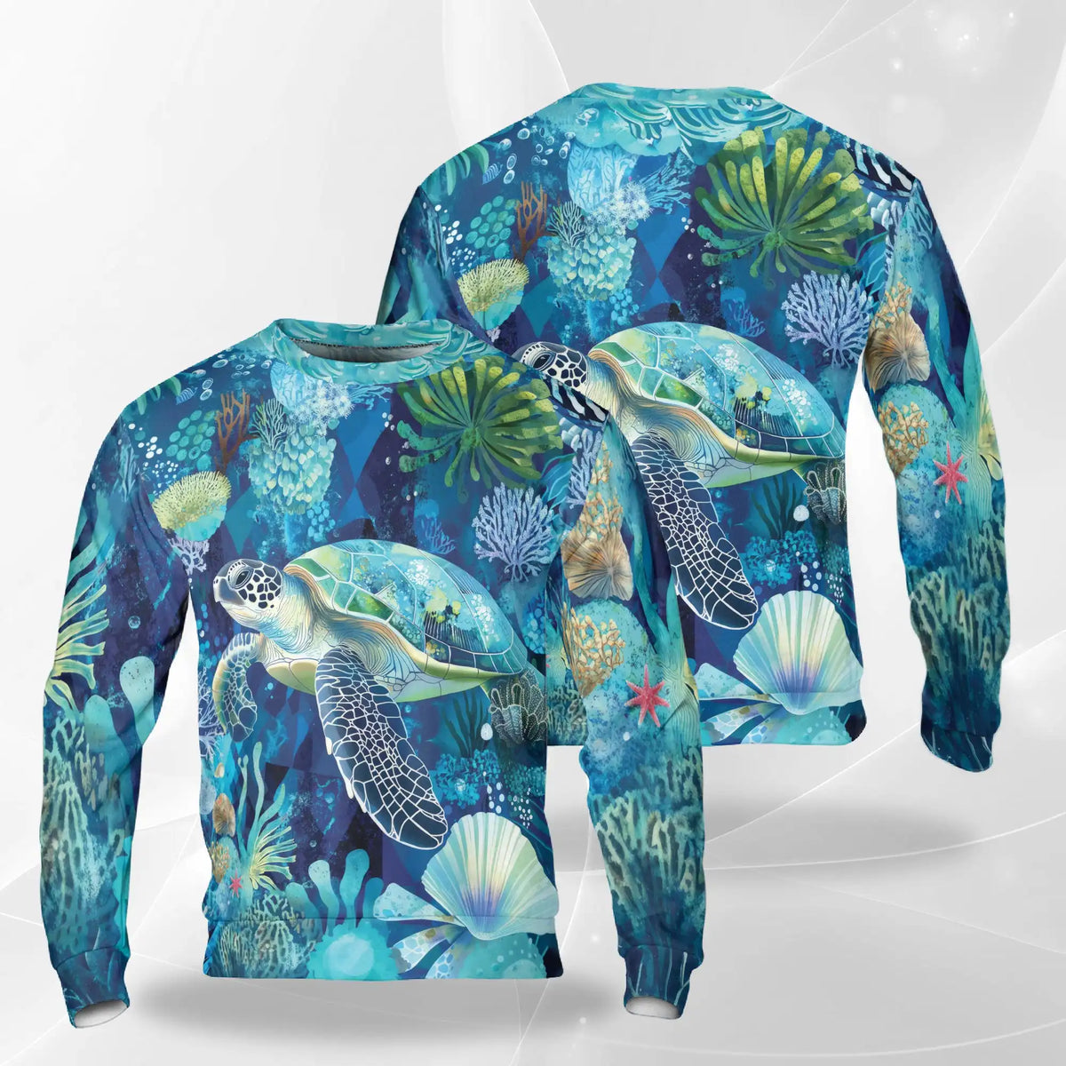 Turtle Coral Sweatshirt – Colorful Graphic 3D All Over Print Design