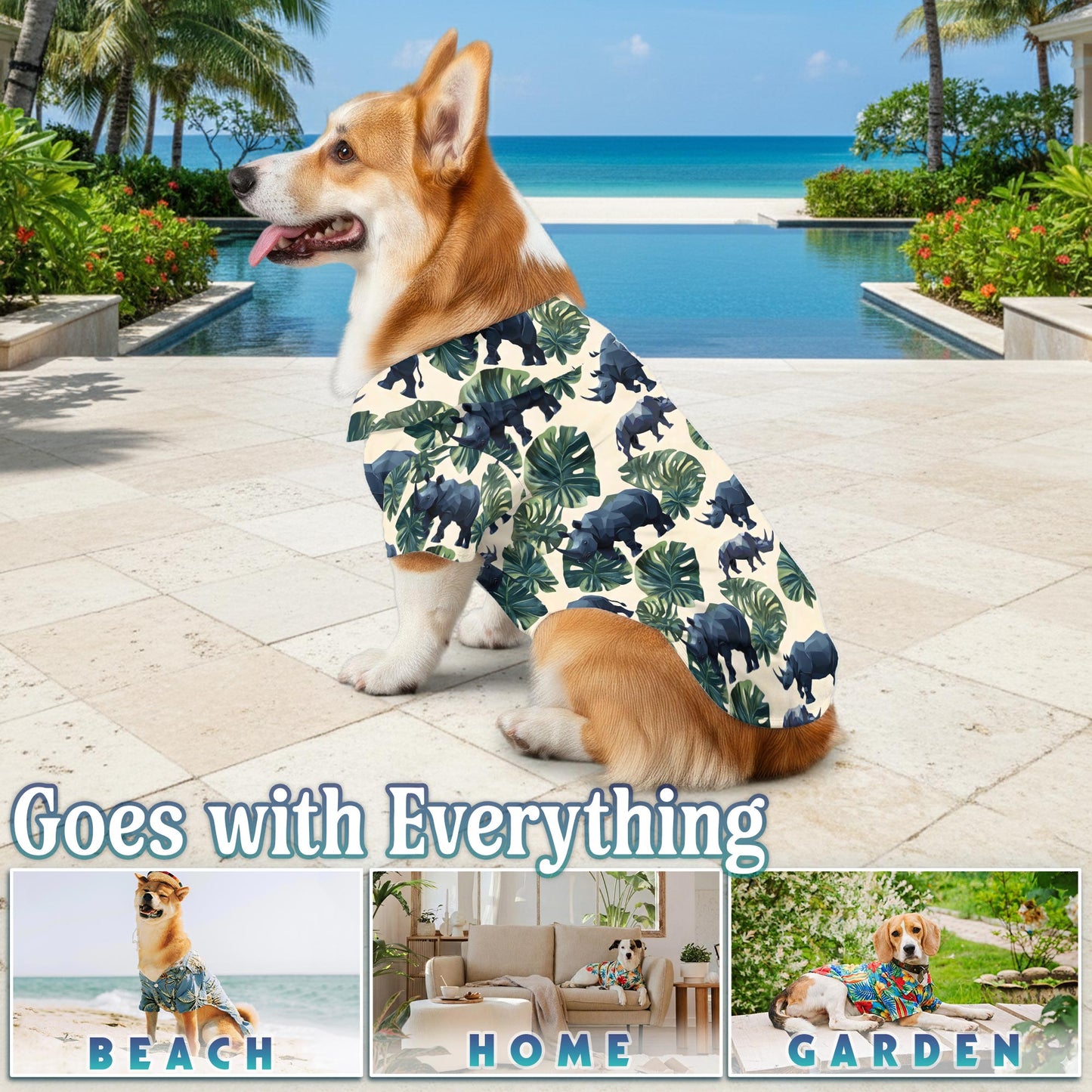 Amazing Rhino Matching Dog Owner Hawaiian Shirts, Funny Pet Aloha Shirt for Beach Vacation - Azhawaiian