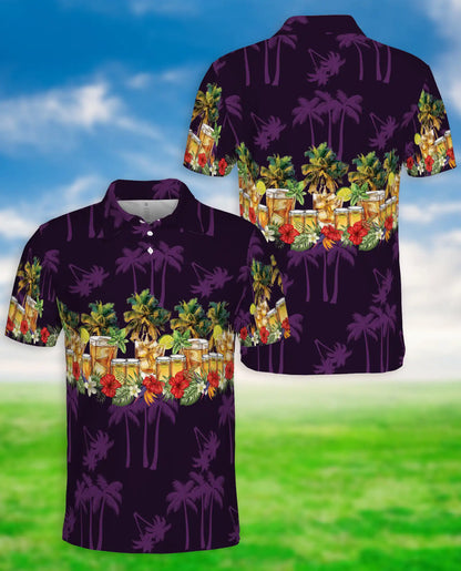 Tropical Beer 3D Polo Shirt for Men, Island Cocktail Party Style | Azhawaiian