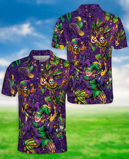 Mardi Gras Jester Hawaiian Polo Shirt | Azhawaiian