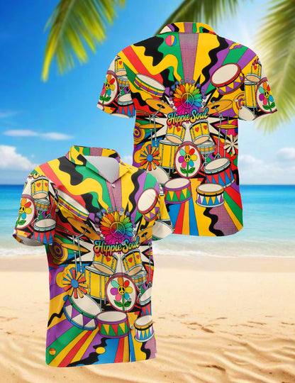 Peace Love Drums Hawaiian Shirt for Men, Button Down Aloha Shirt - Azhawaiian