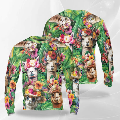 Funny Llama Tropical Sweatshirt – Tropical 3D All Over Print Design