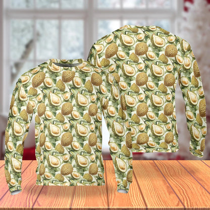 Durian Pattern Sweatshirt – Tropical 3D All Over Print Design