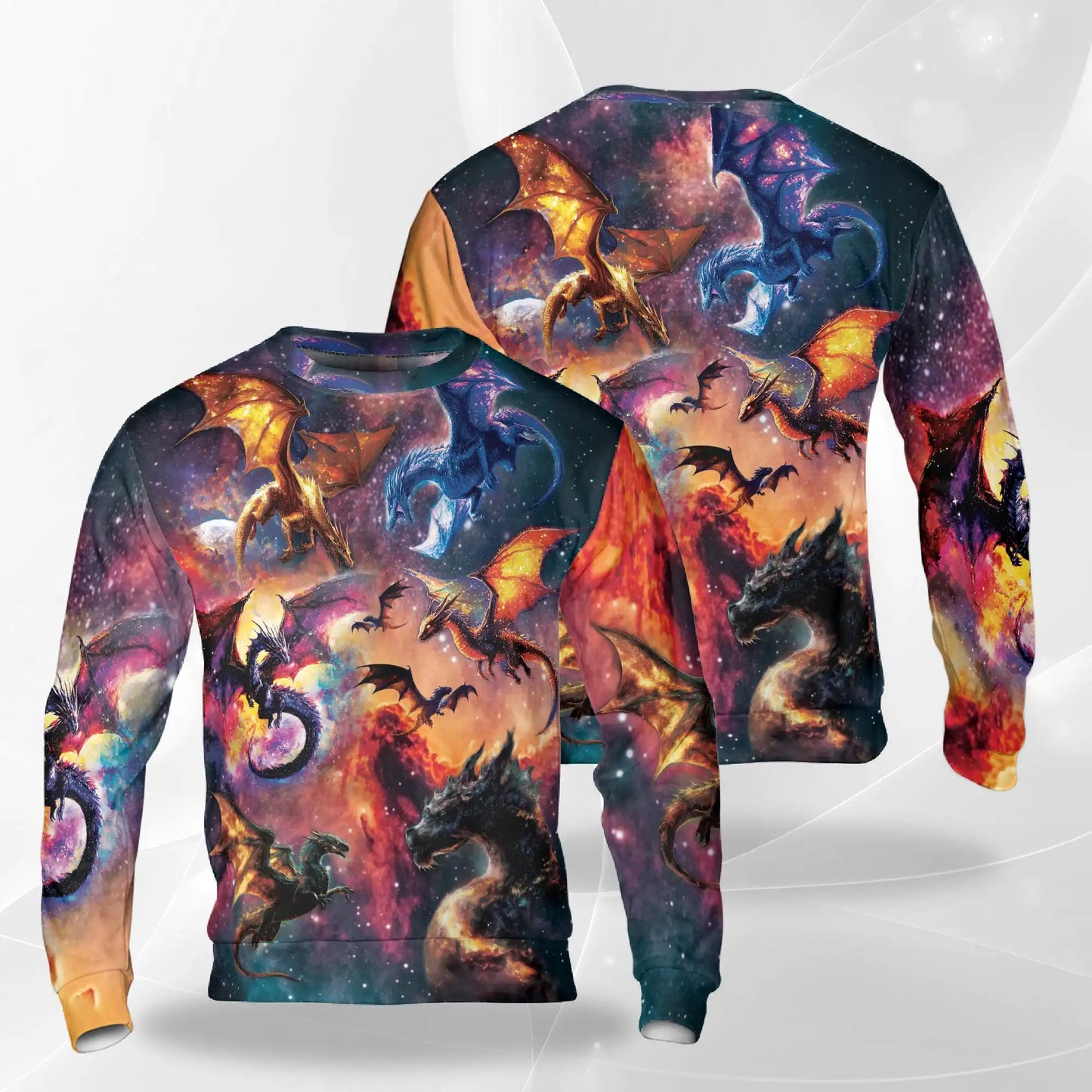 Colorful Mythical Dragons Nebula Sweatshirt – Colorful Graphic 3D All Over Print Design