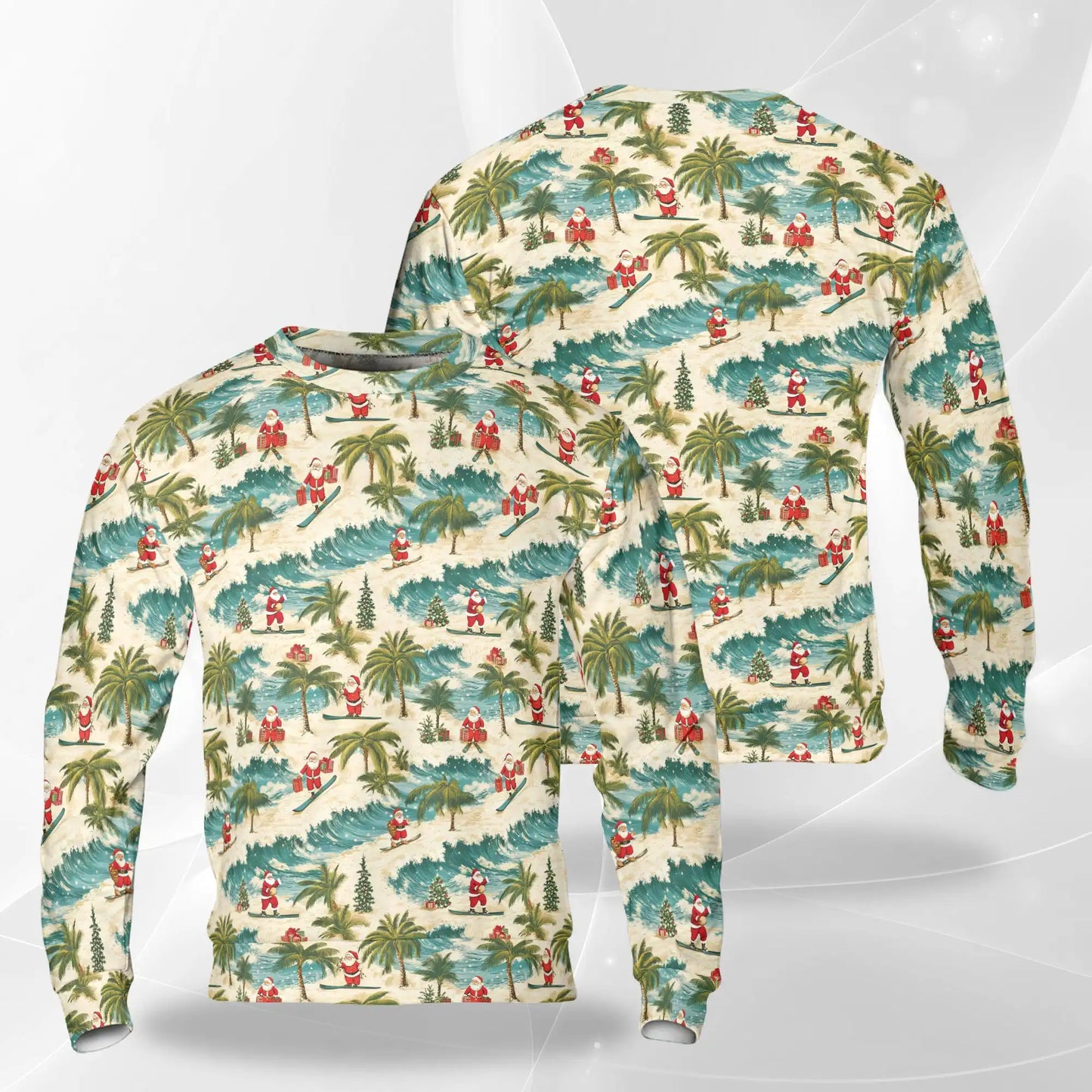 Mele Kalikimaka Santa Pattern Sweatshirt – Tropical Christmas 3D All Over Print Design