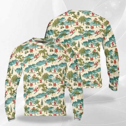 Mele Kalikimaka Santa Pattern Sweatshirt – Tropical Christmas 3D All Over Print Design