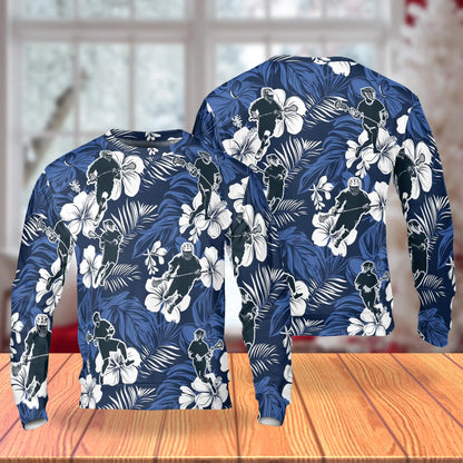 Blue Black Lacrosse Tropical Sweatshirt – Tropical 3D All Over Print Design