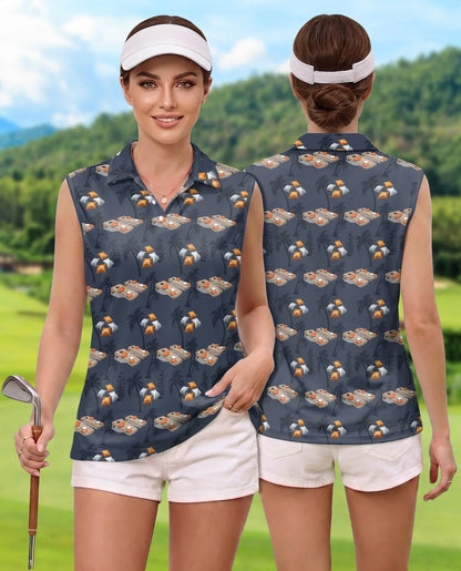 Cornhole Tree Sleeveless Polo Shirt for Women | Azhawaiian