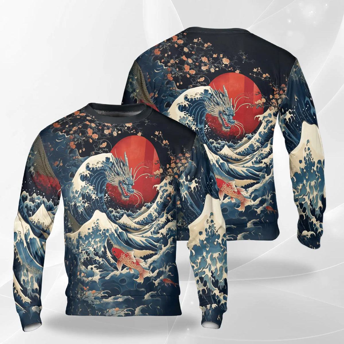 Japanese Dragon Koi Fish Sweatshirt – Colorful Graphic 3D All Over Print Design