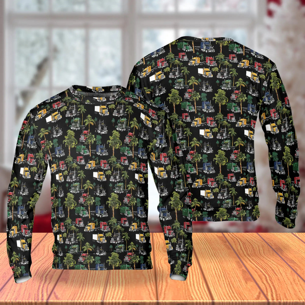 Semi Truck Palm Tree Sweatshirt – Tropical 3D All Over Print Design