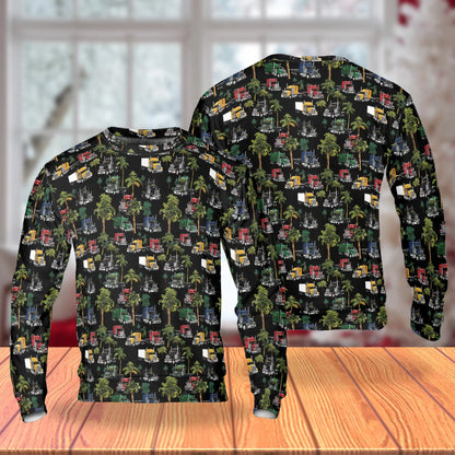 Semi Truck Palm Tree Sweatshirt – Tropical 3D All Over Print Design
