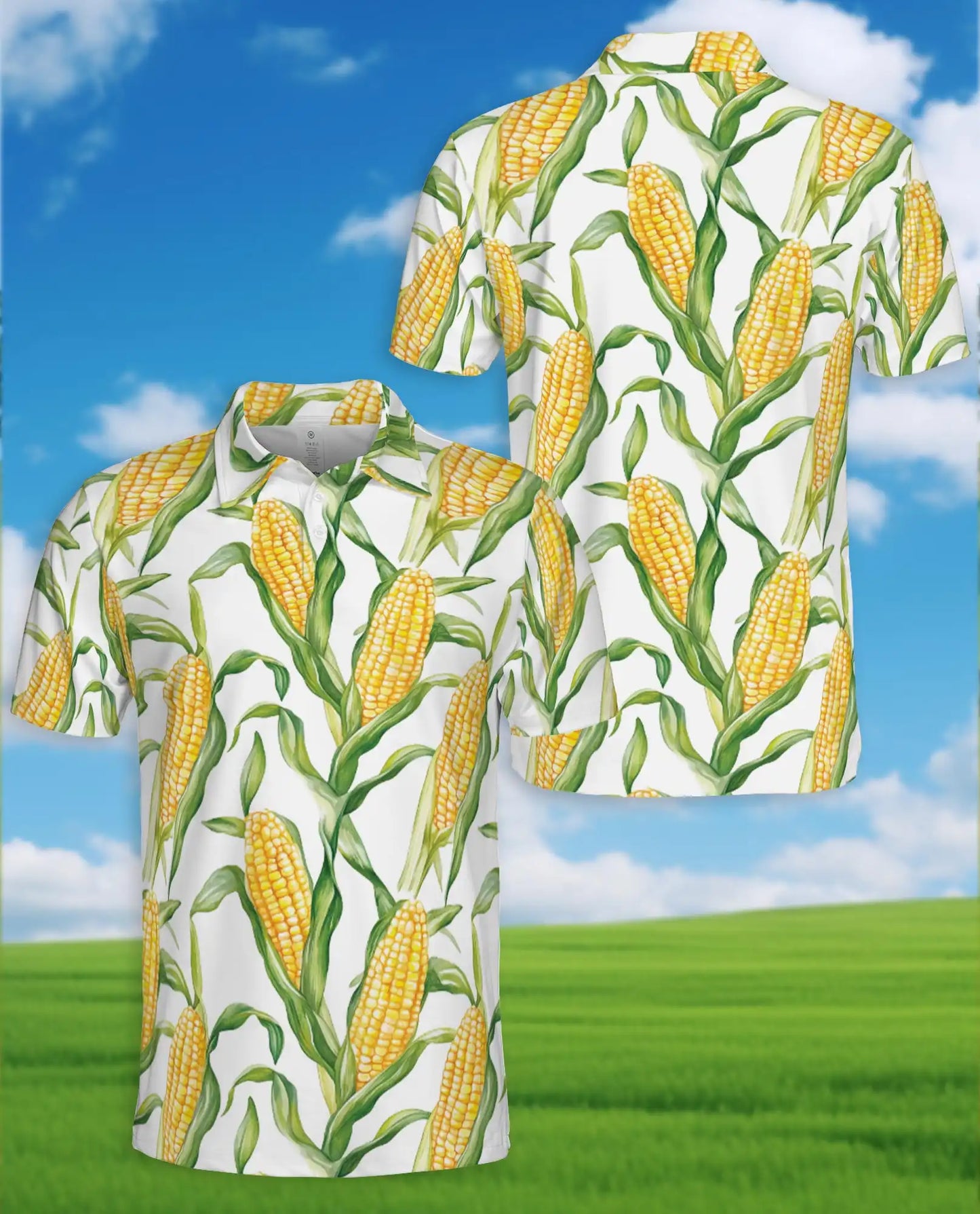Corn Polo Shirt - Sweet Corn Farm Harvest Botanical Design | Azhawaiian