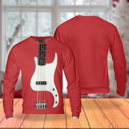 Red Bass Guitar Sweatshirt – Colorful Graphic 3D All Over Print Design