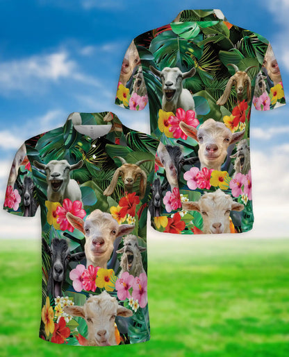 Funny Goat Hawaiian Polo Shirt | Azhawaiian