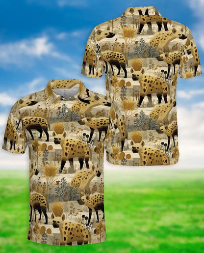 Safari Hyena Wildlife Polo Shirt African Animal Nature Pattern Design | Azhawaiian