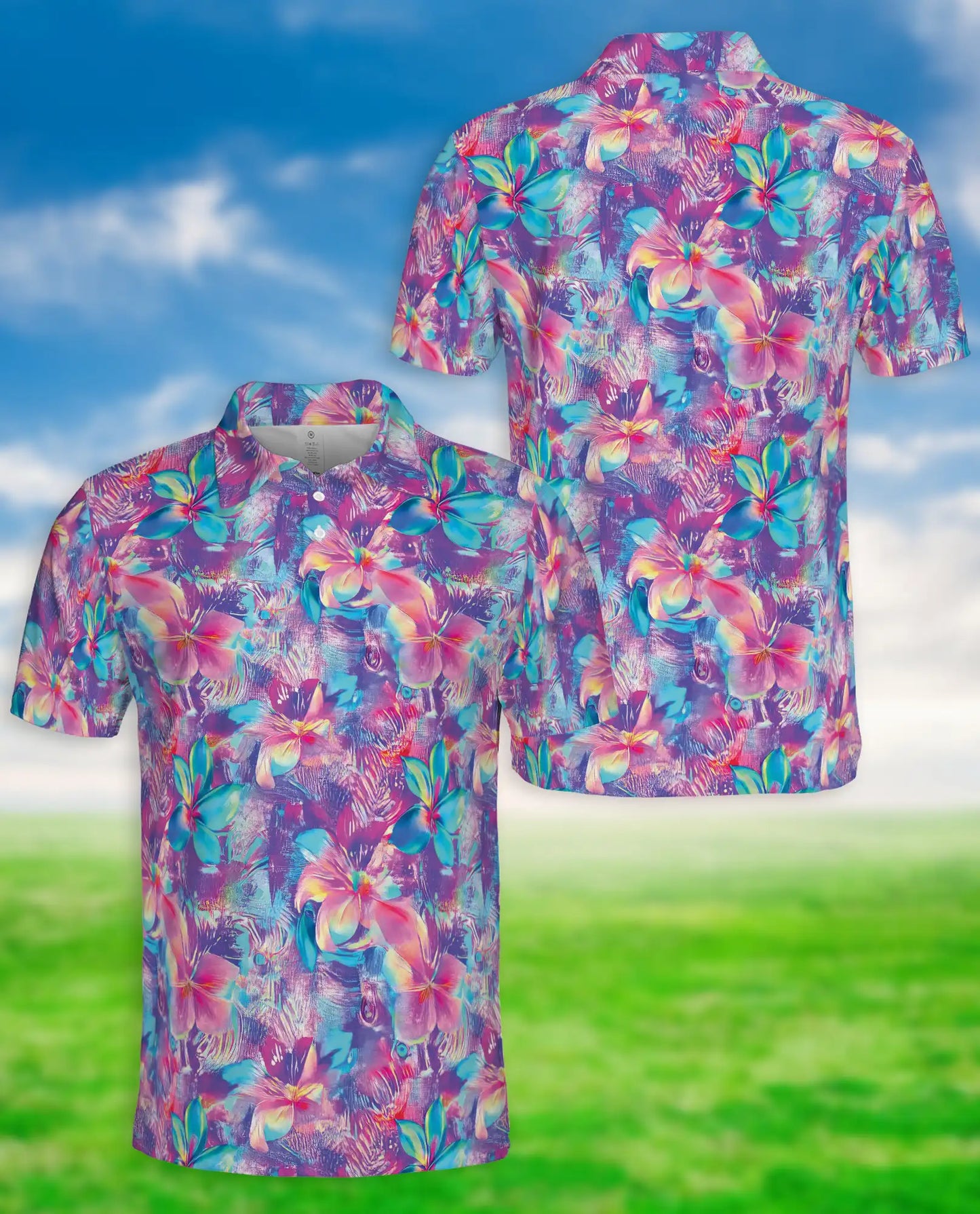 Colorful Floral Polo Shirt, Tropical Summer Style | Azhawaiian