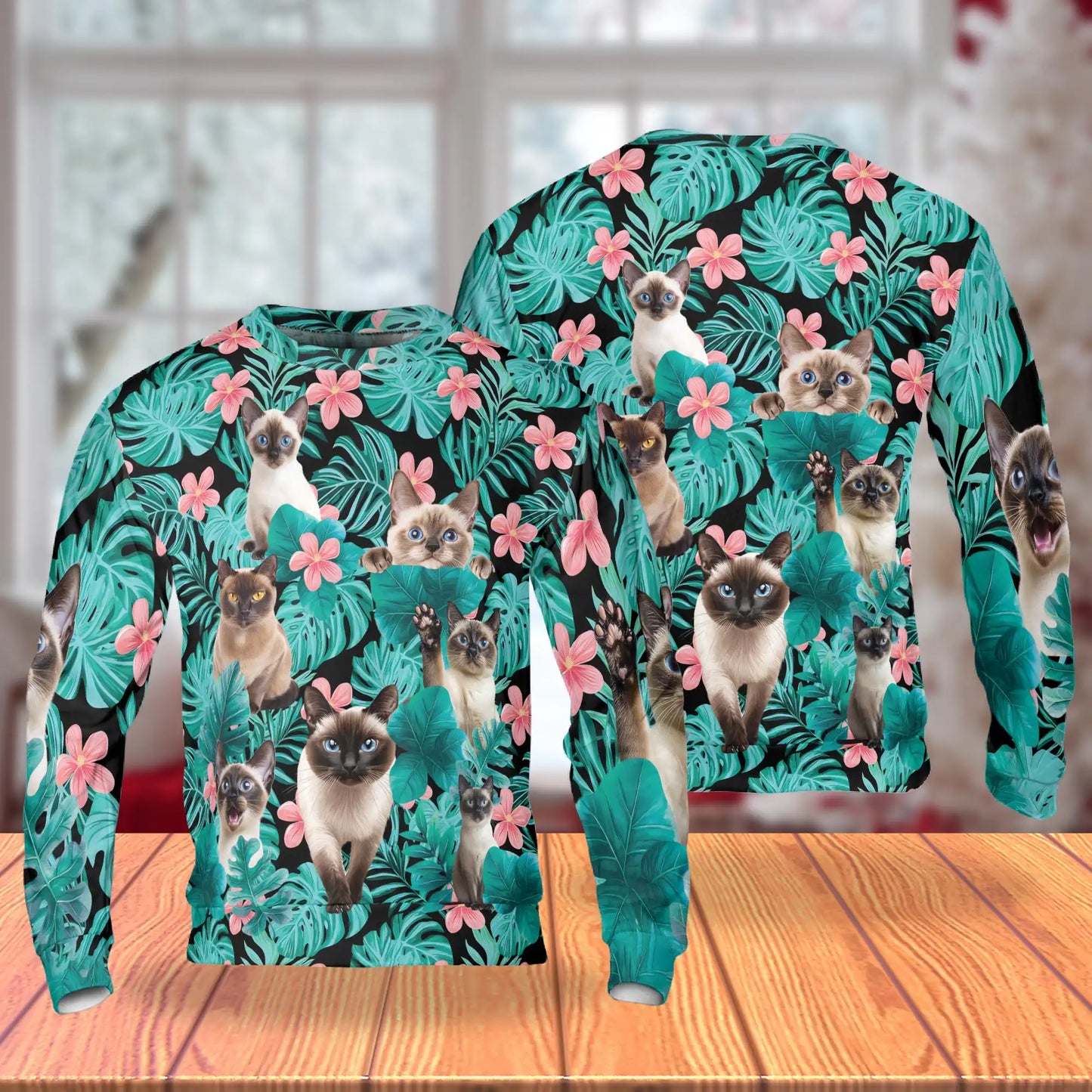 Tropical Siamese Cat Sweatshirt – Tropical 3D All Over Print Design
