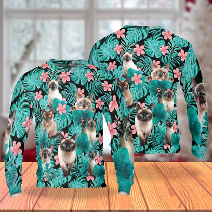 Tropical Siamese Cat Sweatshirt – Tropical 3D All Over Print Design