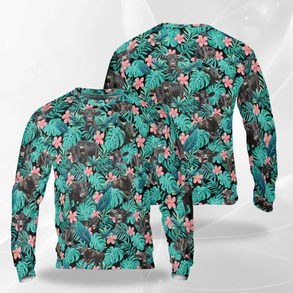 Tropical Black Cow Lover Sweatshirt – Tropical 3D All Over Print Design