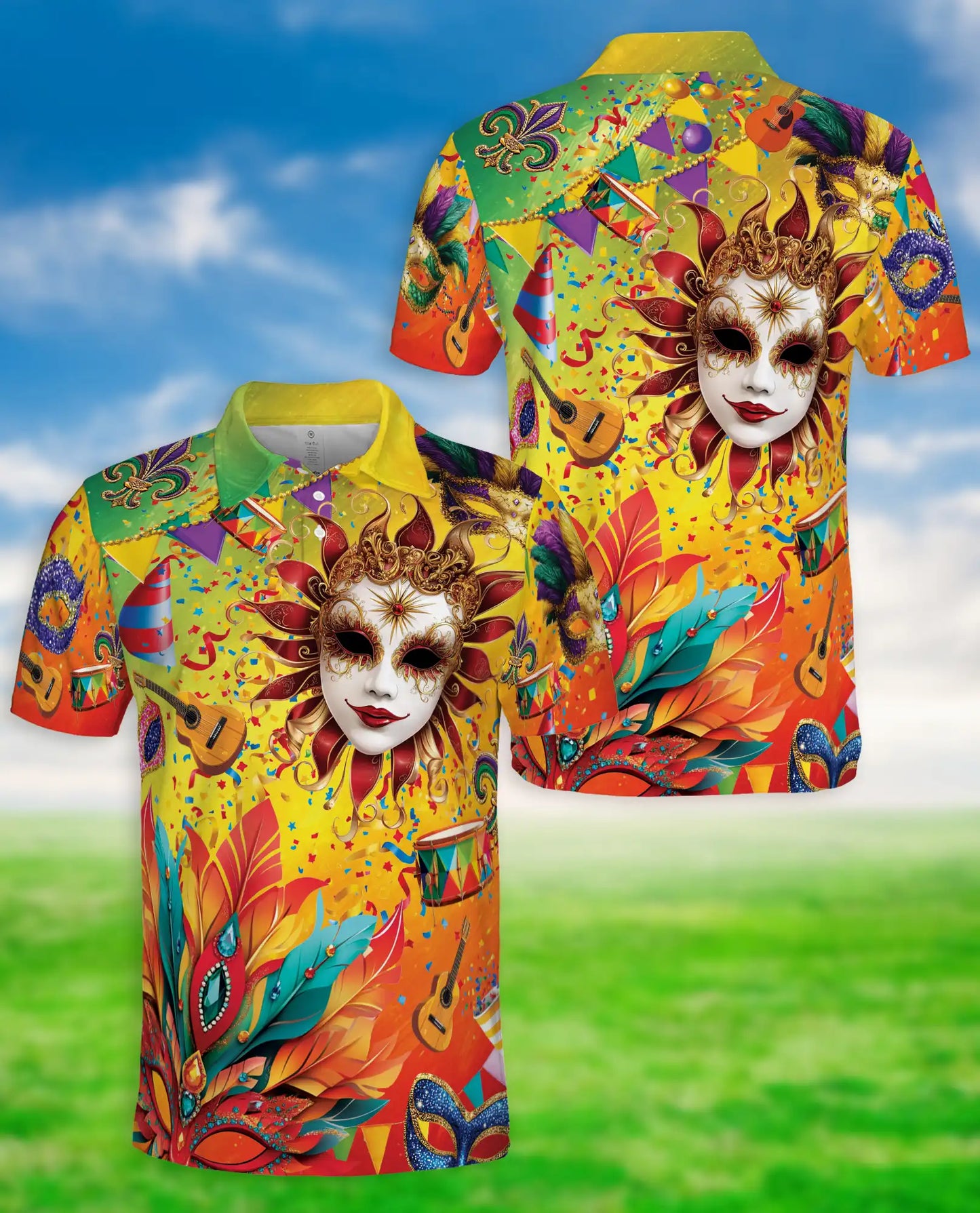 Mardi Gras Carnival Venetian Mask Celebration Polo Shirt | Azhawaiian