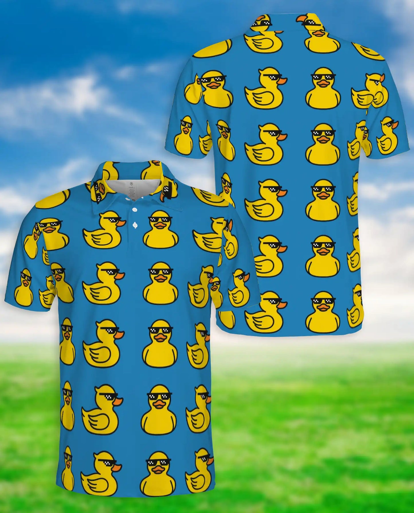 Cool Duck Polo Shirt, Funny Sunglasses Print | Azhawaiian