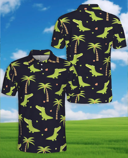 Cute Alligator Tropical 3D Polo Shirt for Men | Azhawaiian