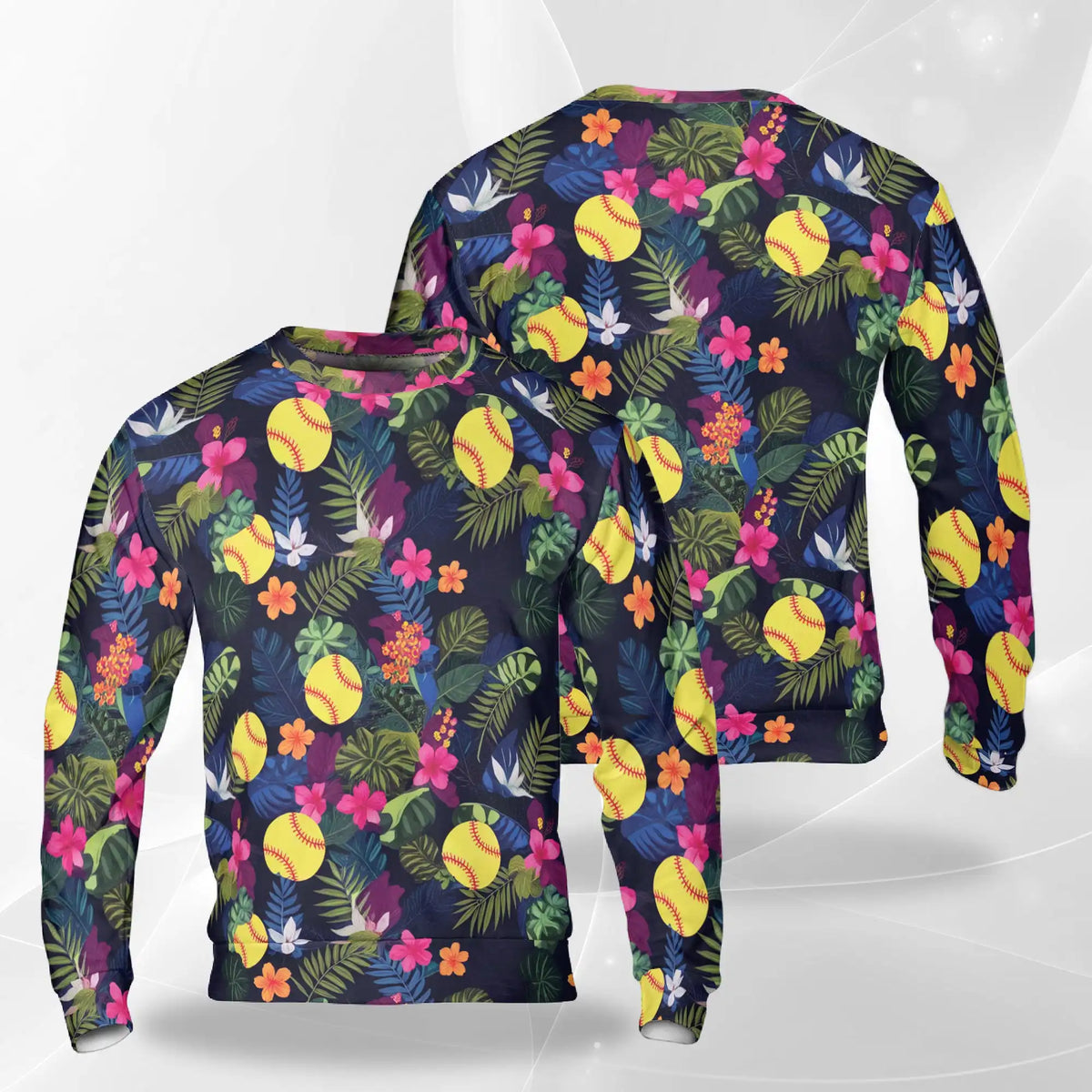 Softball Hibiscus Sweatshirt – Colorful Graphic 3D All Over Print Design