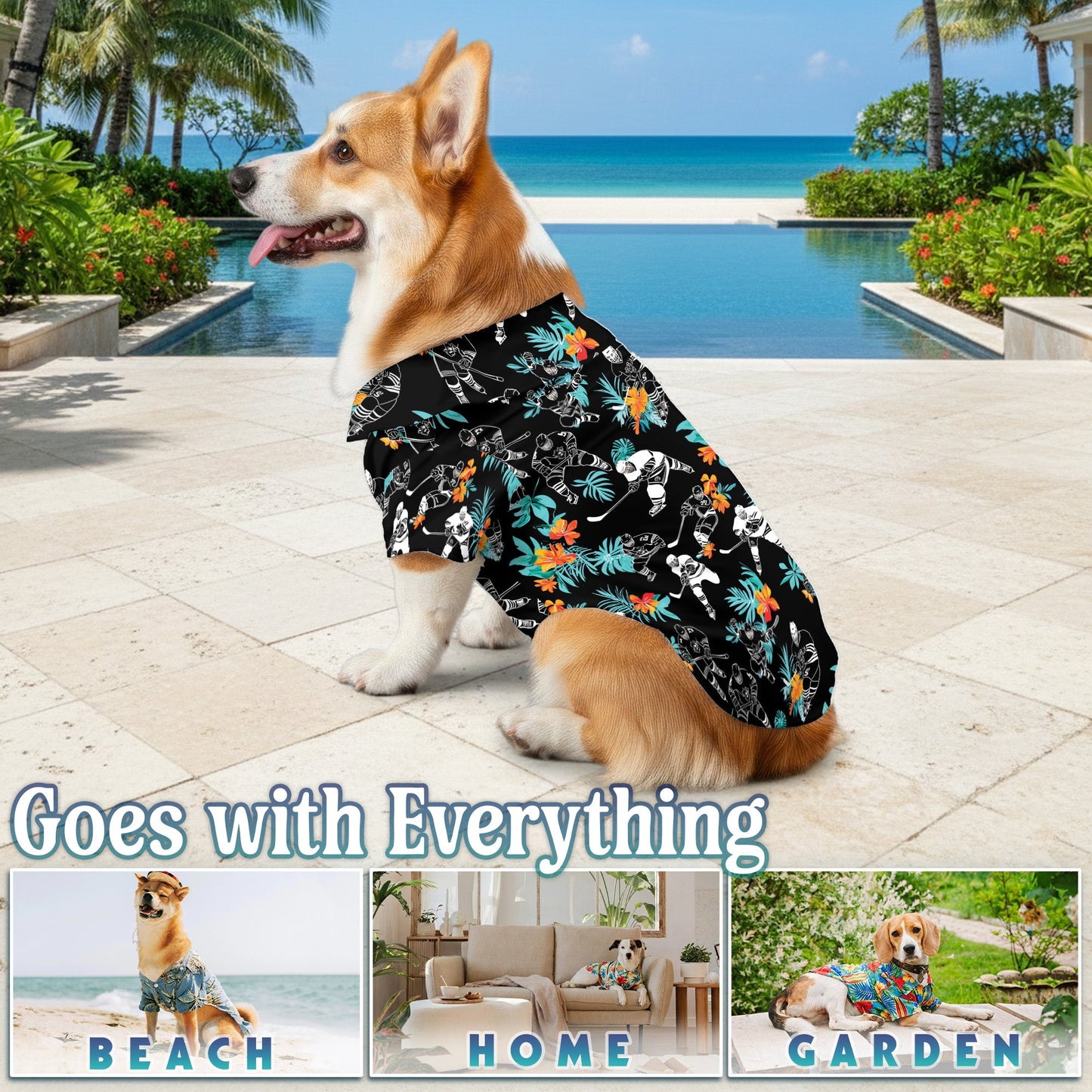 Hockey Matching Dog Owner Hawaiian Shirts, Funny Pet Aloha Shirt for Beach Vacation - Azhawaiian
