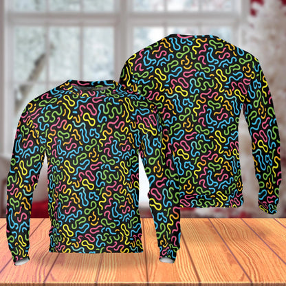 Neon Scribble Art Sweatshirt – Colorful Graphic 3D All Over Print Design